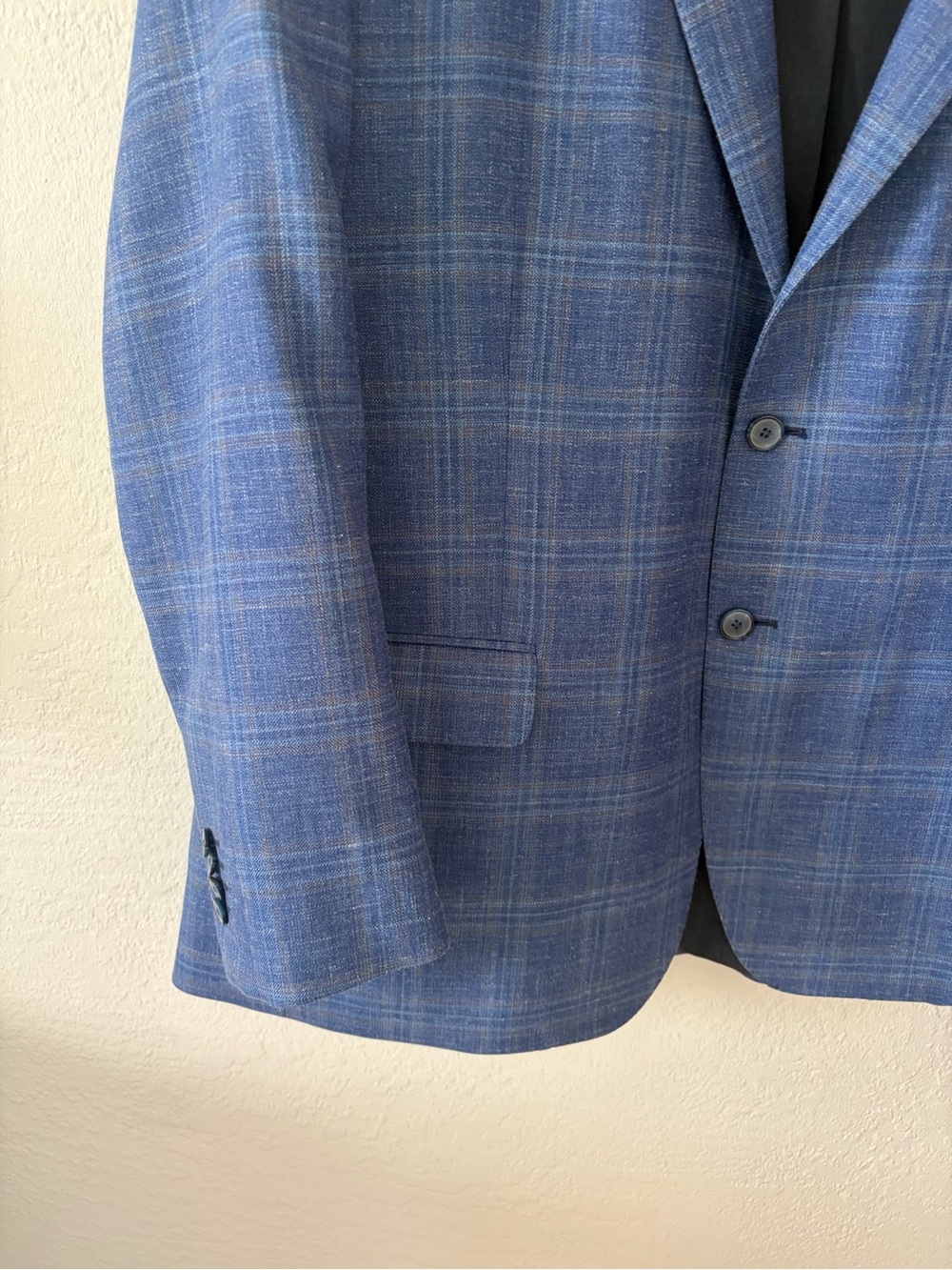 Joseph Abboud Blue Plaid Sport Coat with Subtle Windowpane - Picture 2 of 7
